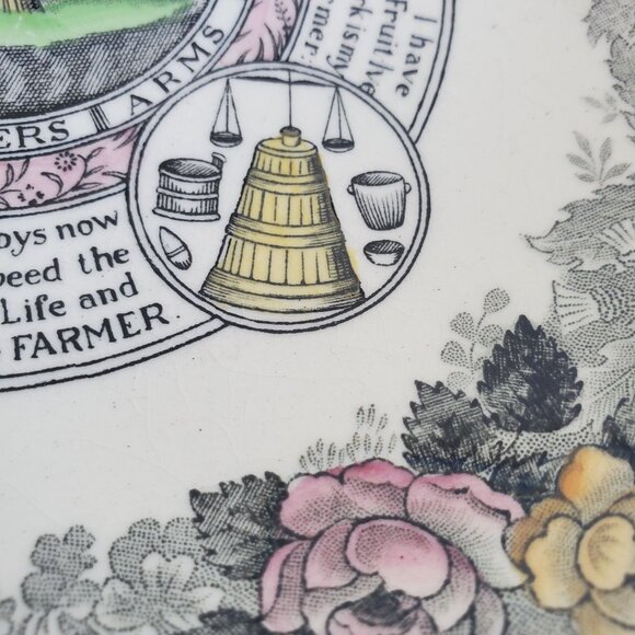 Antique Ceramic Bowl Adams Staffordshire 8" Diameter Farmers Arms Fine China Cot - Picture 6 of 9